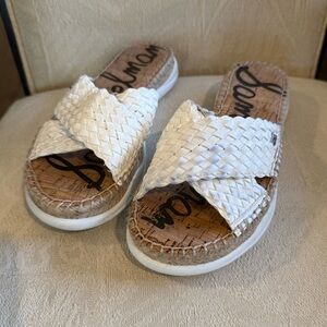 Sam Edelman Woven Slide Sandals - White‎ Crisscross Espadrille Size 7M